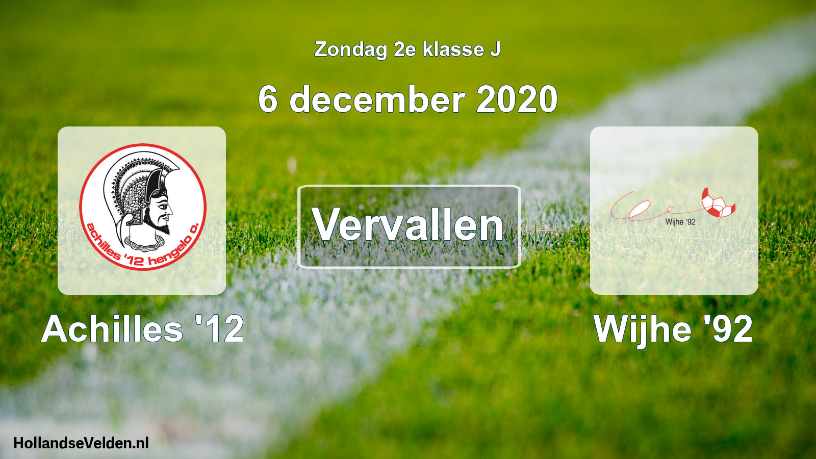 Scheduled Match: Achilles '12 - Wijhe '92 (6 December 2020)