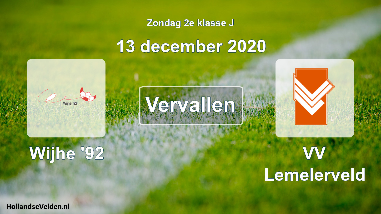 Scheduled Match: Wijhe '92 - VV Lemelerveld (13 December 2020)