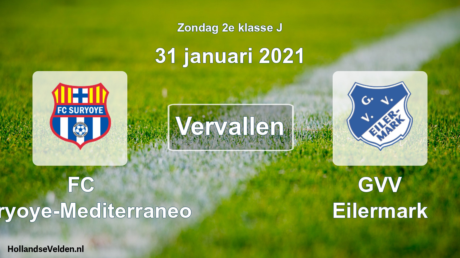 Scheduled Match: FC Suryoye-Mediterraneo - GVV Eilermark (31 January 2021)