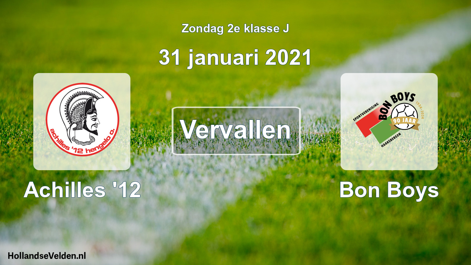 Scheduled Match: Achilles '12 - Bon Boys (31 January 2021)
