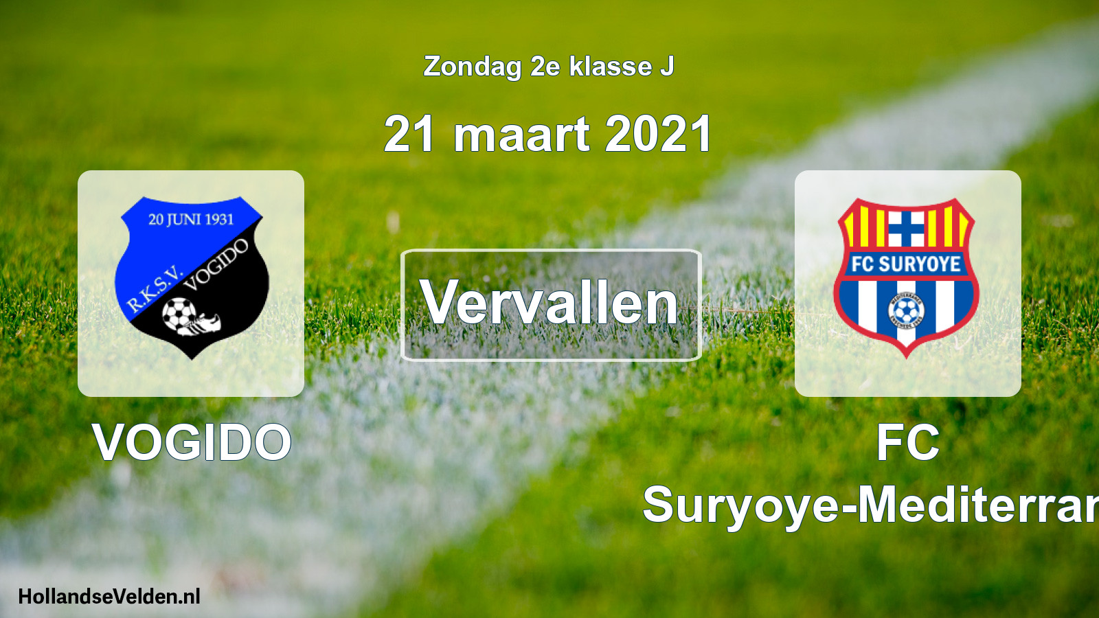Scheduled Match: VOGIDO - FC Suryoye-Mediterraneo (21 March 2021)