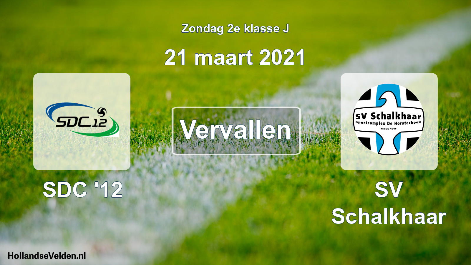 Scheduled Match: SDC '12 - SV Schalkhaar (21 March 2021)