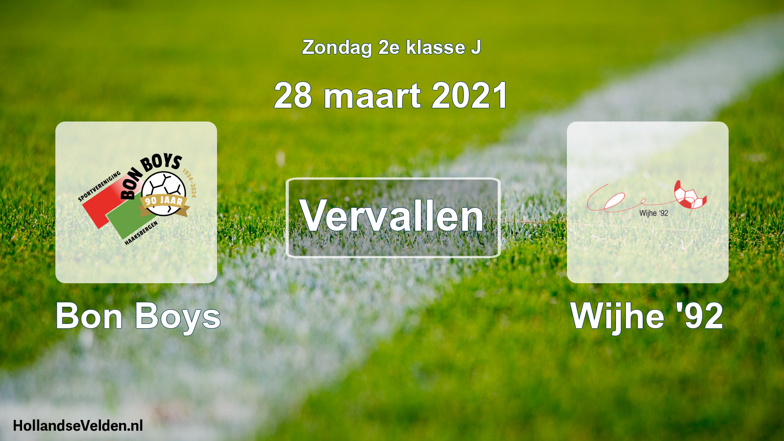 Scheduled Match: Bon Boys - Wijhe '92 (28 March 2021)