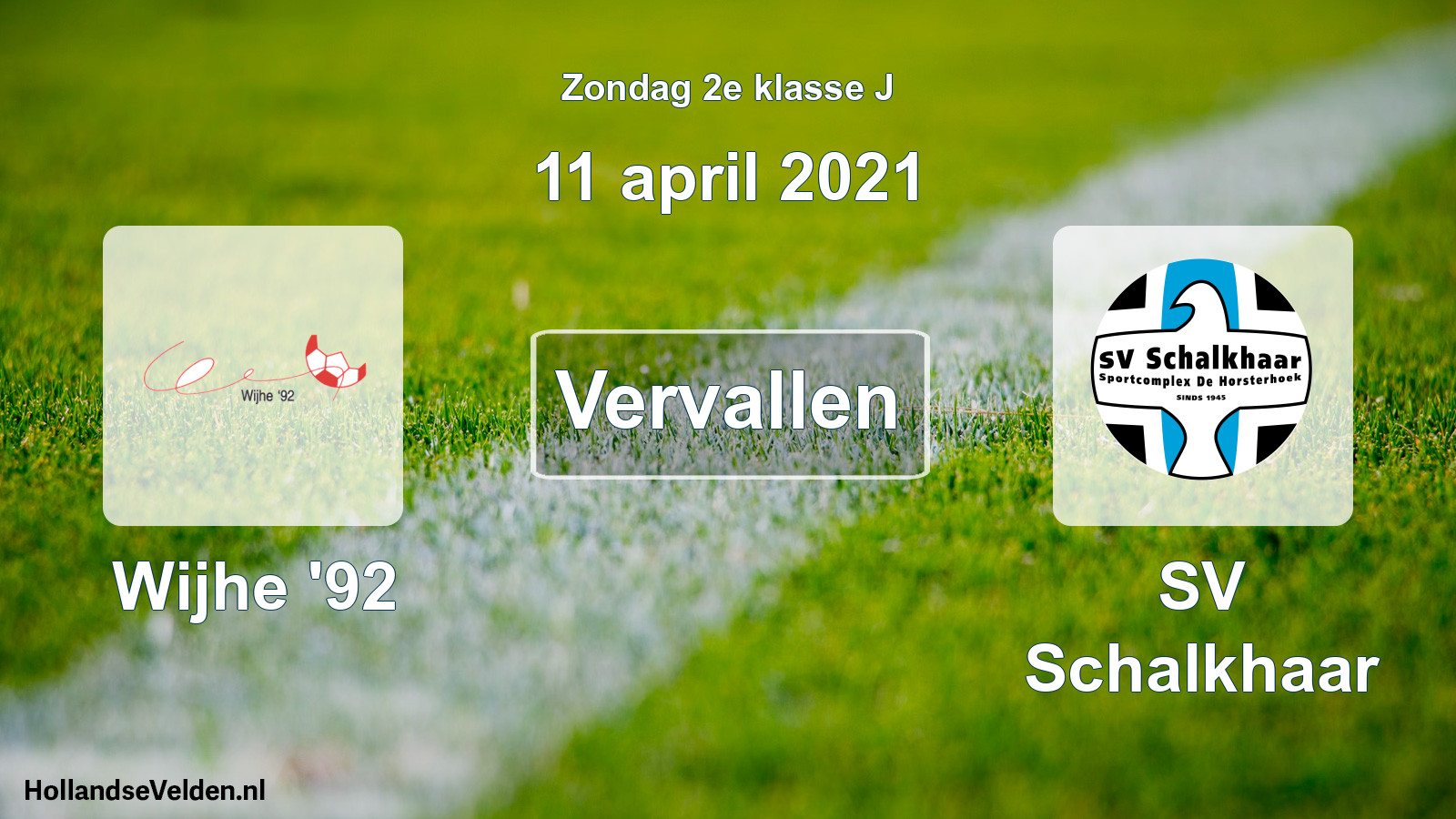Scheduled Match: Wijhe '92 - SV Schalkhaar (11 April 2021)