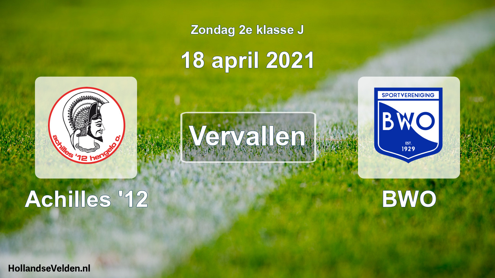 Scheduled Match: Achilles '12 - BWO (18 April 2021)