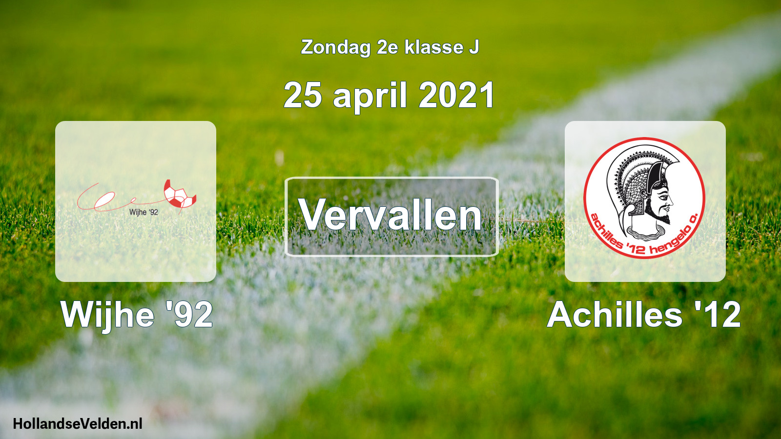 Scheduled Match: Wijhe '92 - Achilles '12 (25 April 2021)