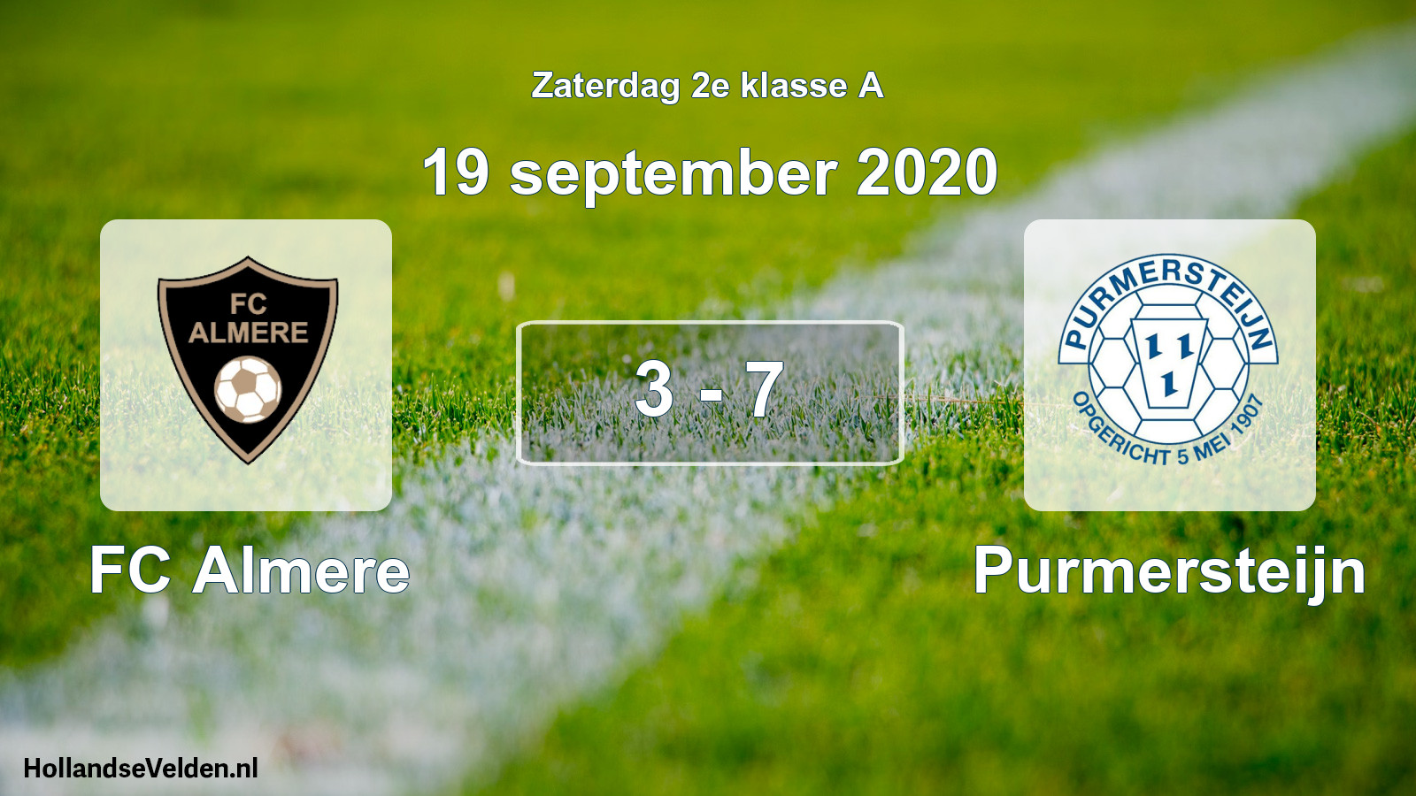 Total number of matches played: FC Almere - Purmersteijn 3 - 7 (19 September 2020)