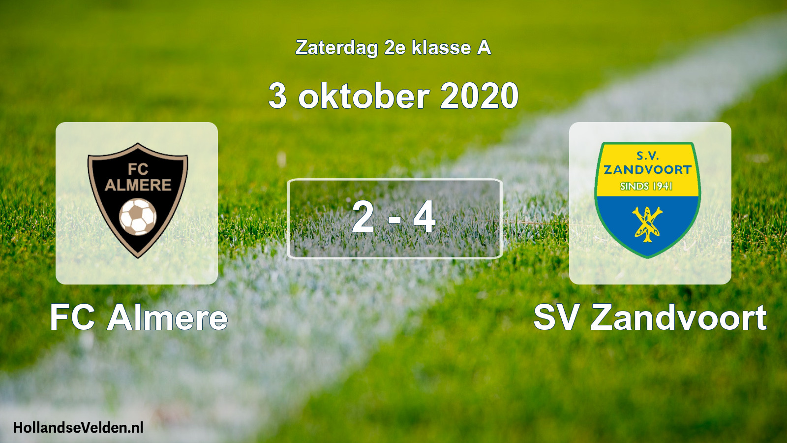 Total number of matches played: FC Almere - SV Zandvoort 2 - 4 (3 October 2020)