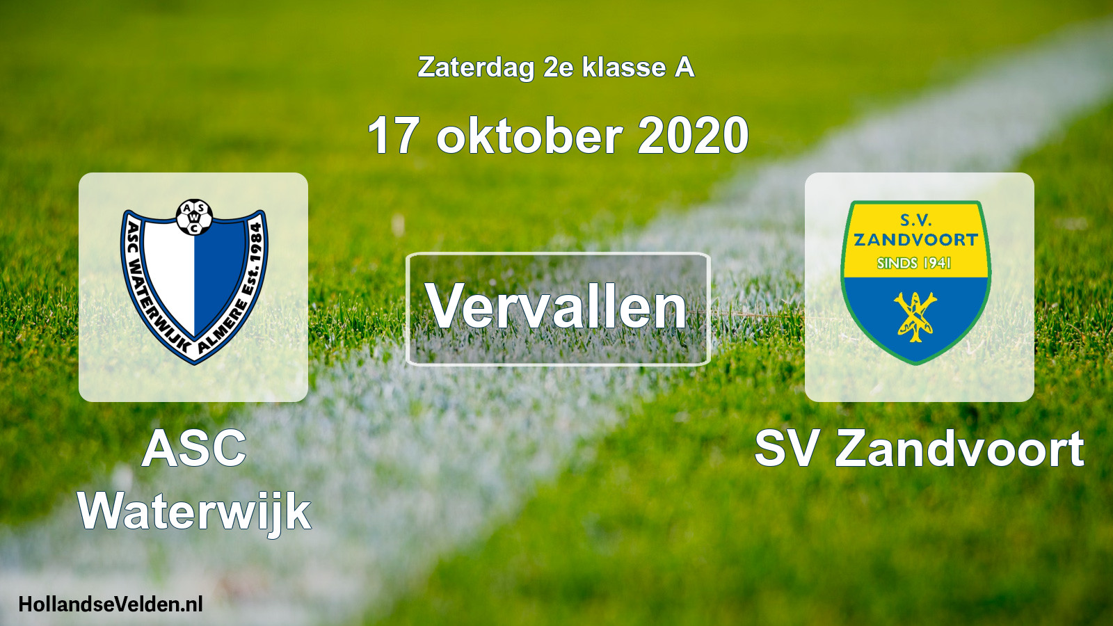 Scheduled Match: ASC Waterwijk - SV Zandvoort (17 October 2020)