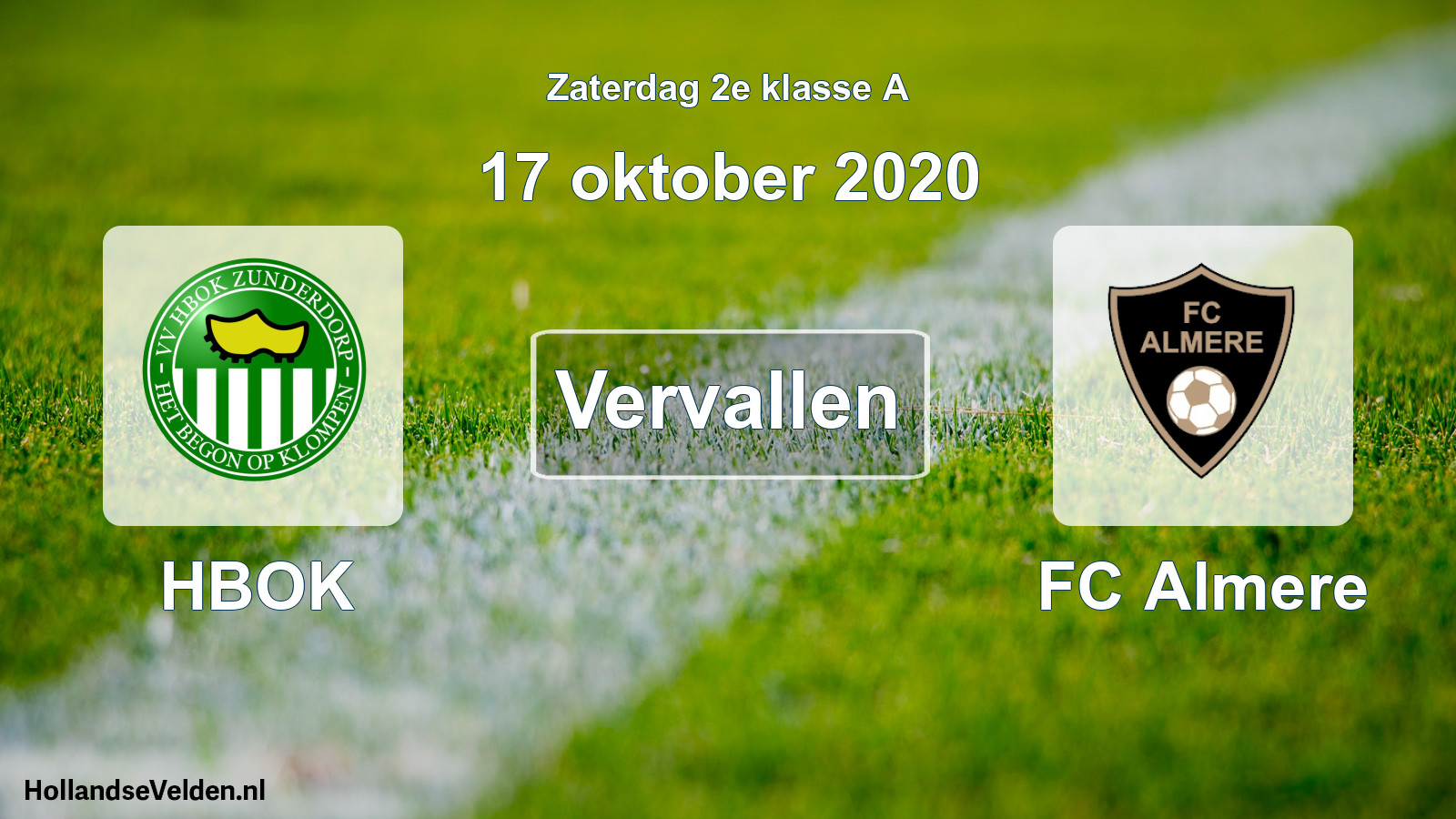 Scheduled Match: HBOK - FC Almere (17 October 2020)