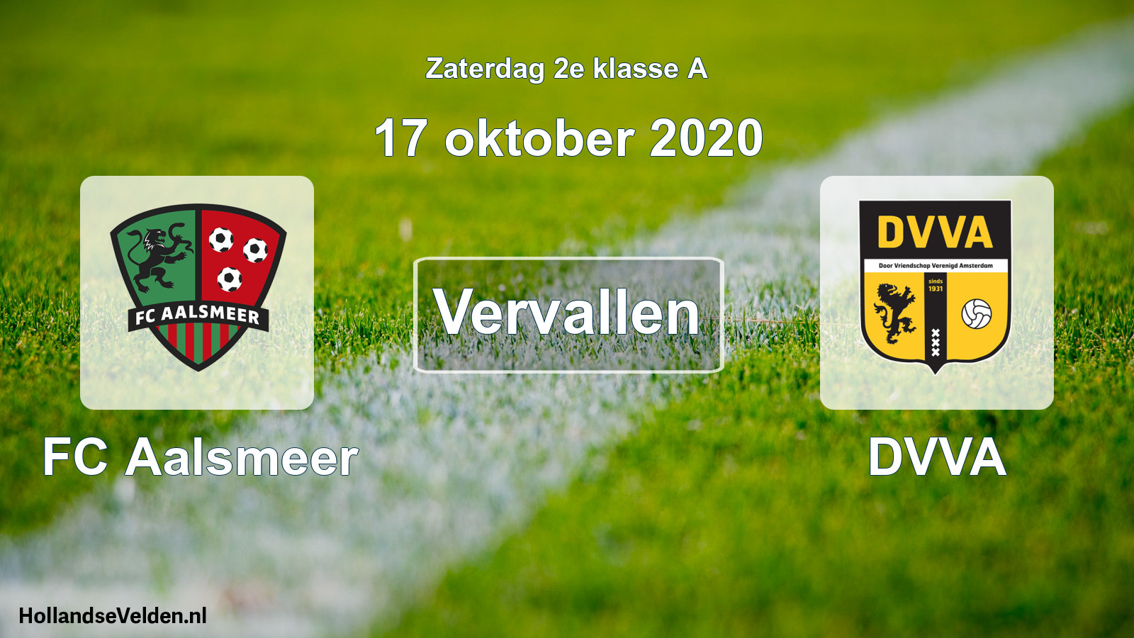 Scheduled Match: FC Aalsmeer - DVVA (17 October 2020)