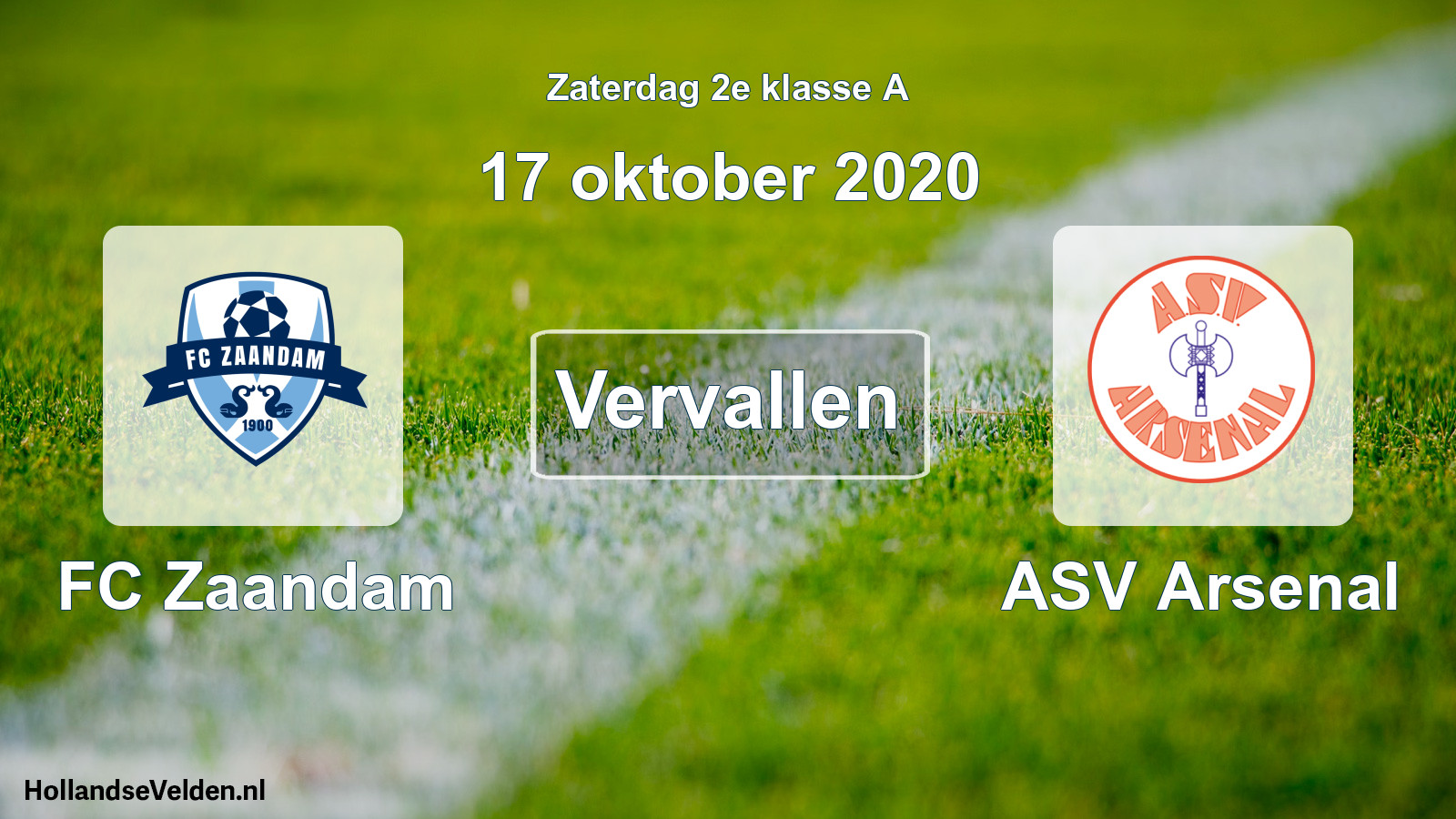 Scheduled Match: FC Zaandam - ASV Arsenal (17 October 2020)