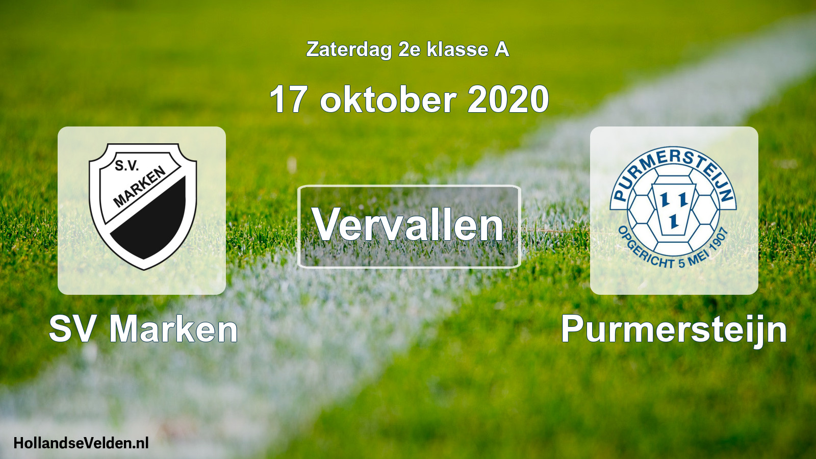 Scheduled Match: SV Marken - Purmersteijn (17 October 2020)