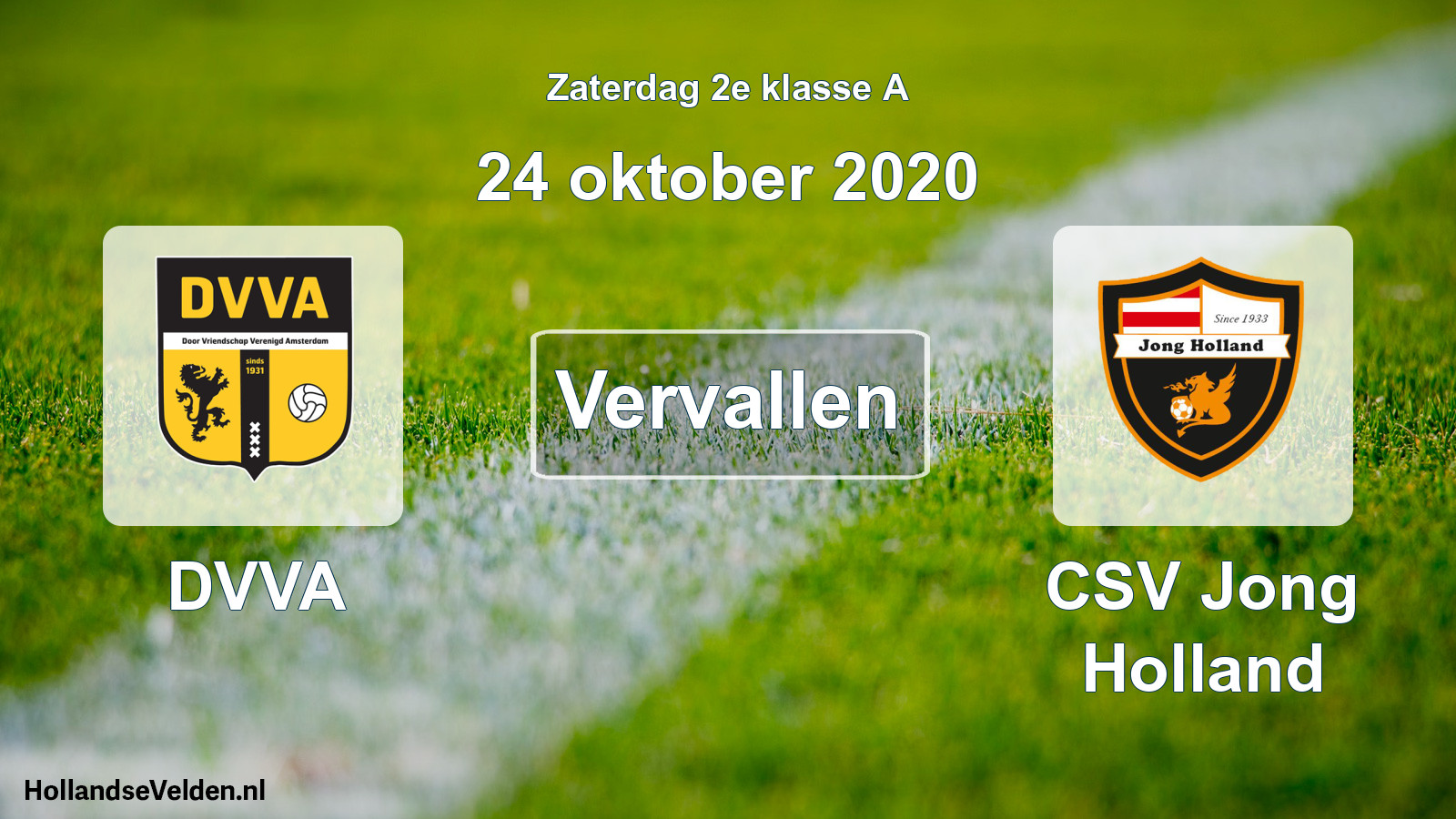 Scheduled Match: DVVA - CSV Jong Holland (24 October 2020)