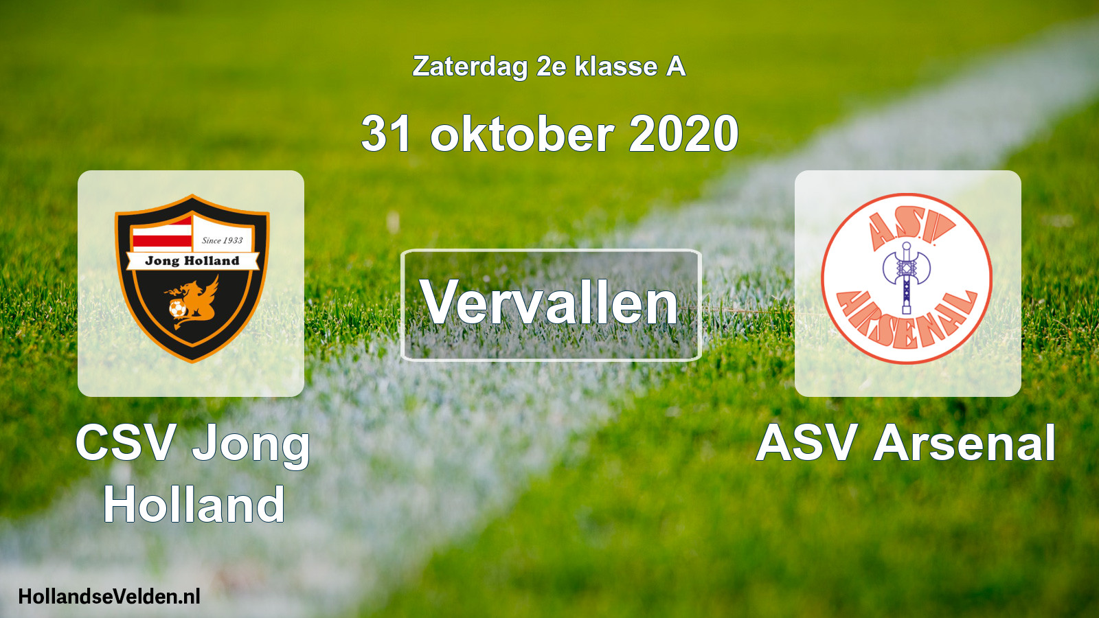 Scheduled Match: CSV Jong Holland - ASV Arsenal (31 October 2020)