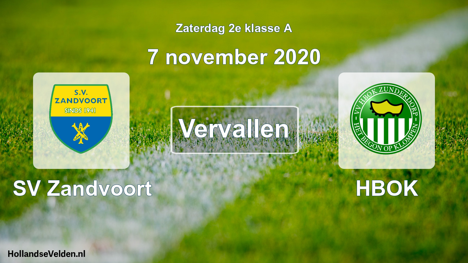 Scheduled Match: SV Zandvoort - HBOK (7 November 2020)