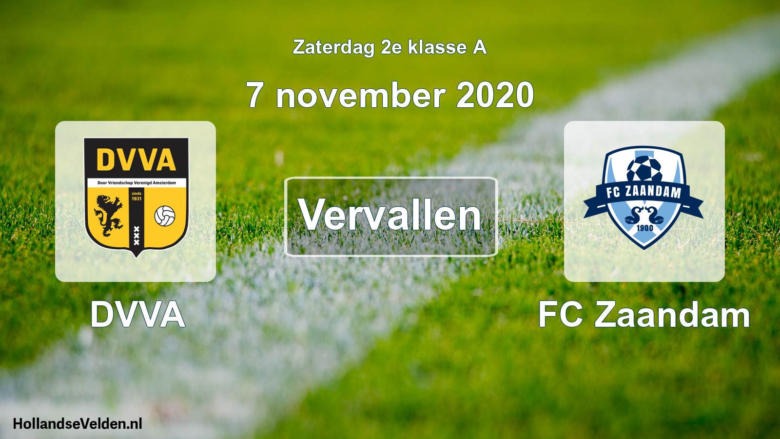 Scheduled Match: DVVA - FC Zaandam (7 November 2020)