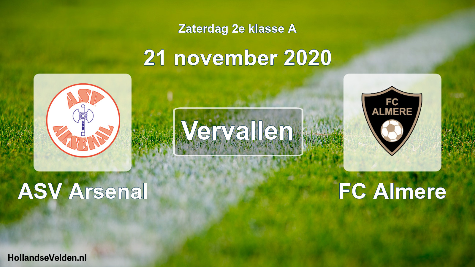 Scheduled Match: ASV Arsenal - FC Almere (21 November 2020)