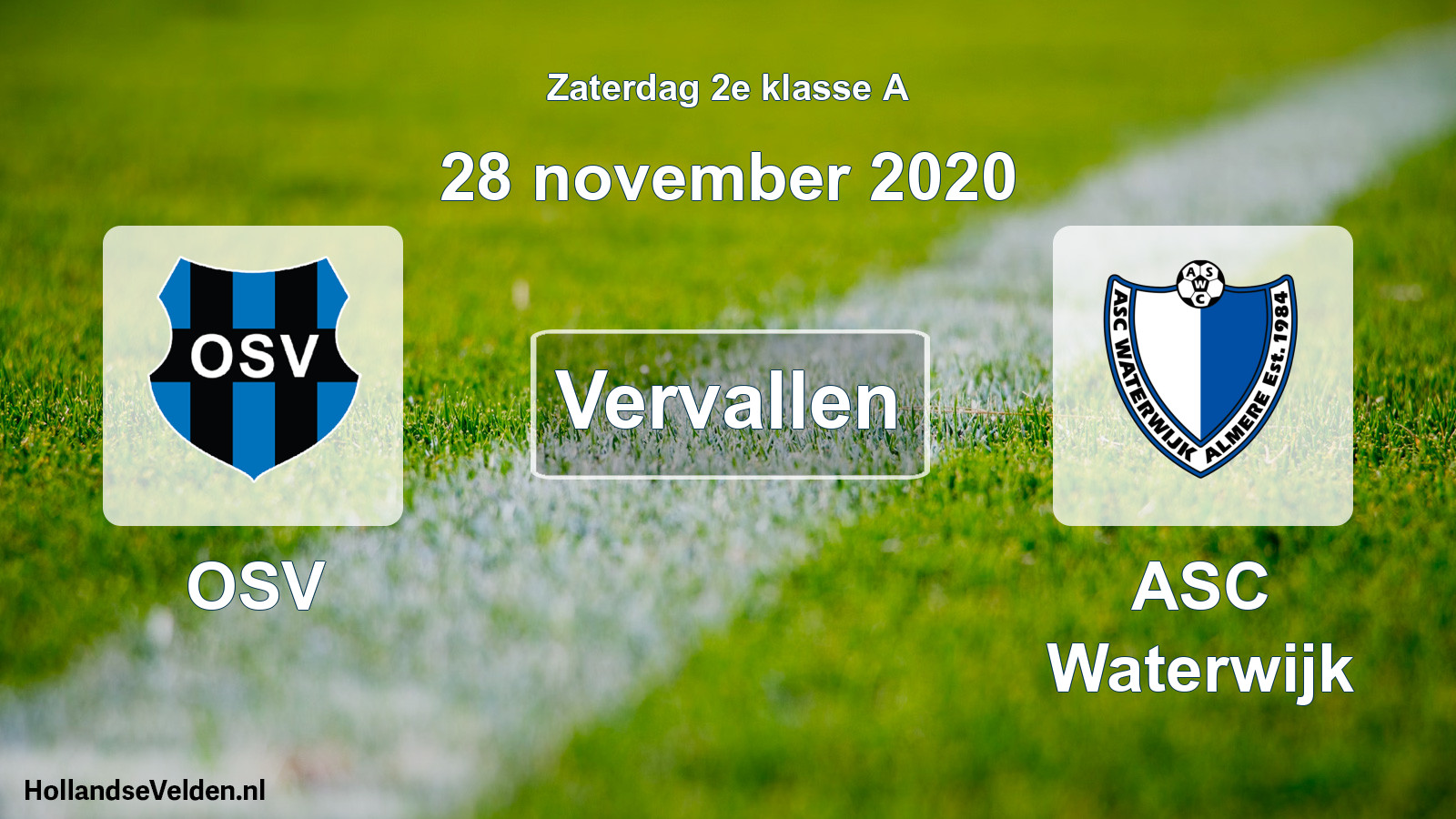 Scheduled Match: OSV - ASC Waterwijk (28 November 2020)