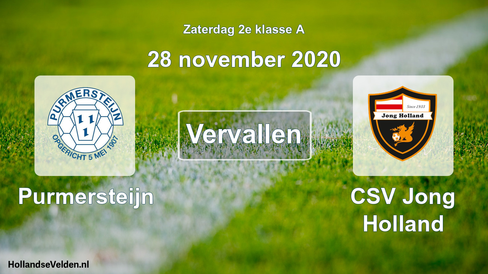 Scheduled Match: Purmersteijn - CSV Jong Holland (28 November 2020)