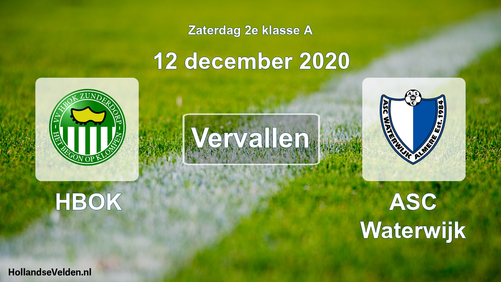 Scheduled Match: HBOK - ASC Waterwijk (12 December 2020)