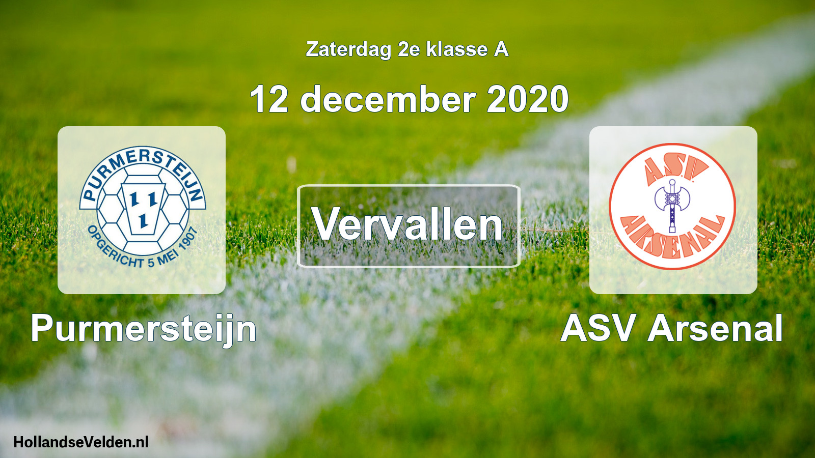 Scheduled Match: Purmersteijn - ASV Arsenal (12 December 2020)