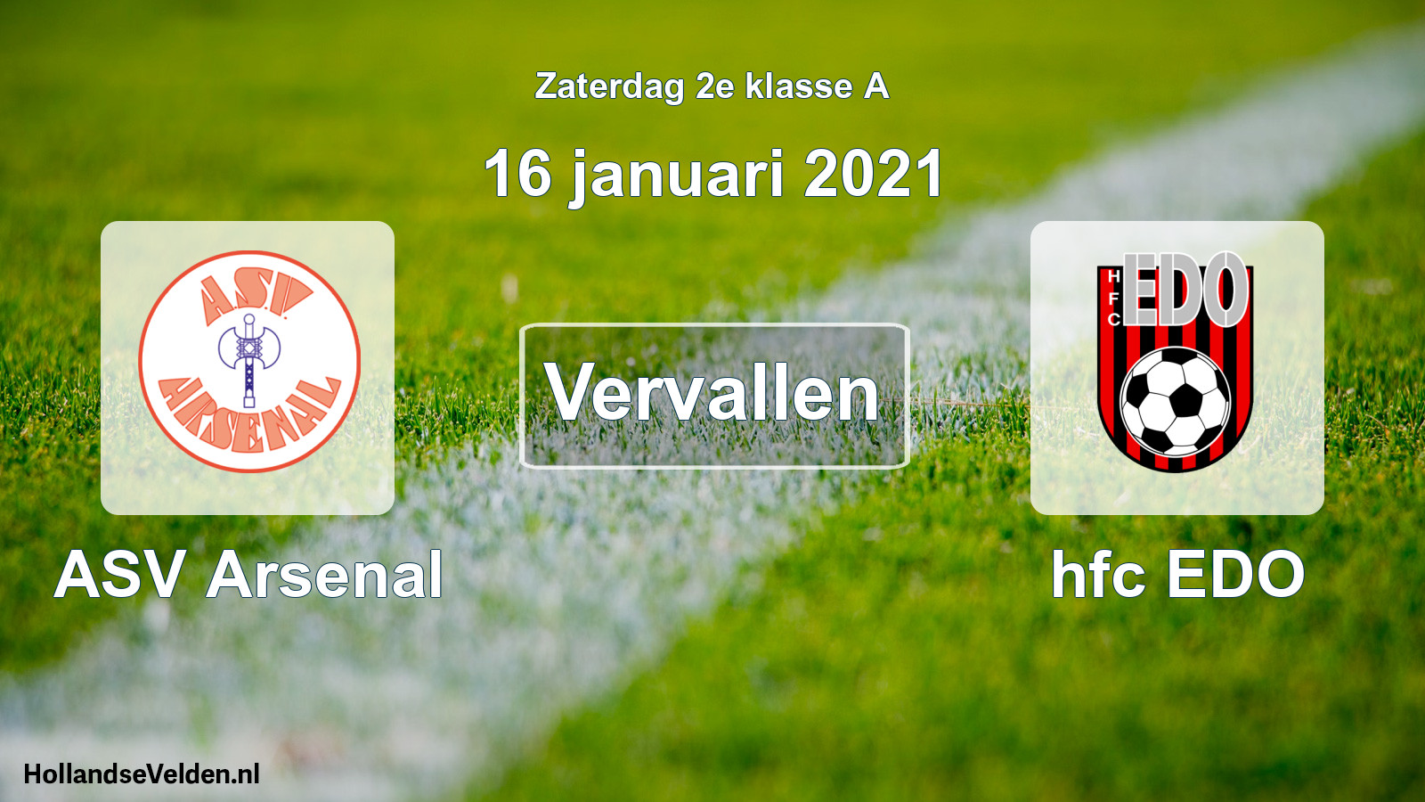 Scheduled Match: ASV Arsenal - hfc EDO (16 January 2021)