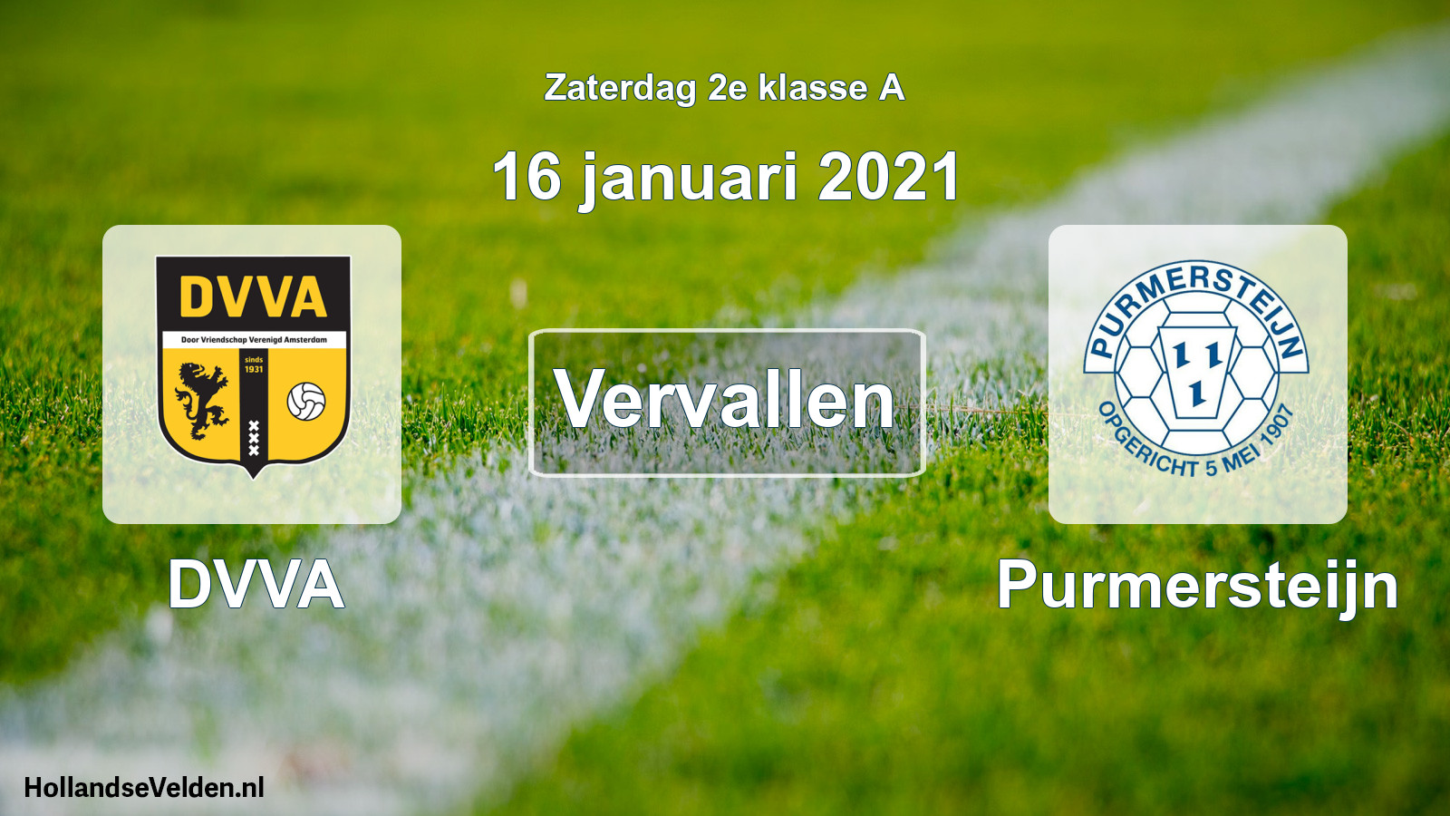 Scheduled Match: DVVA - Purmersteijn (16 January 2021)