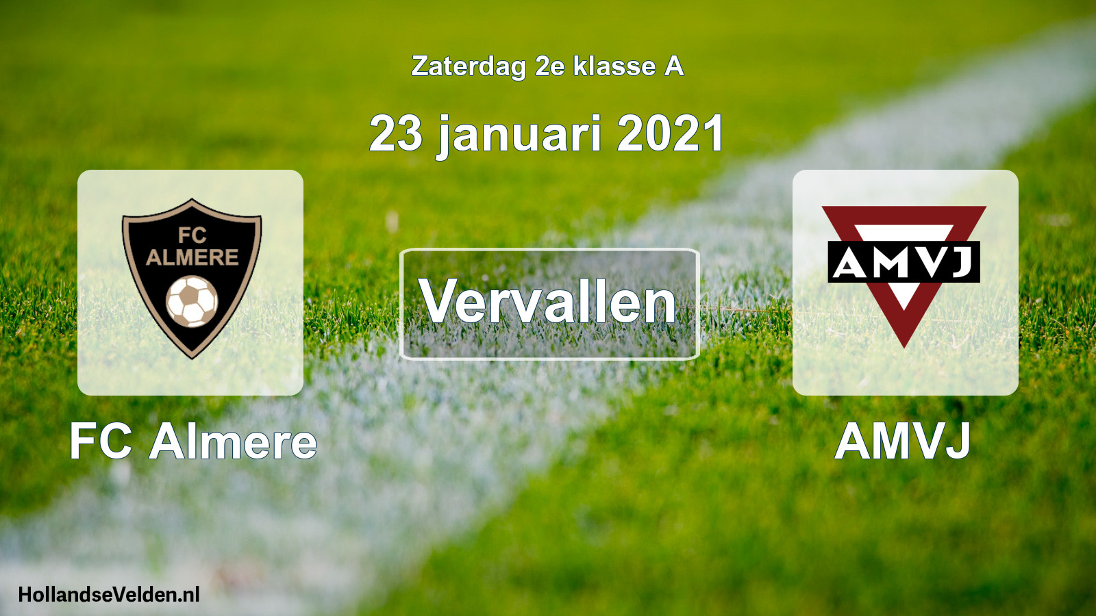 Scheduled Match: FC Almere - AMVJ (23 January 2021)