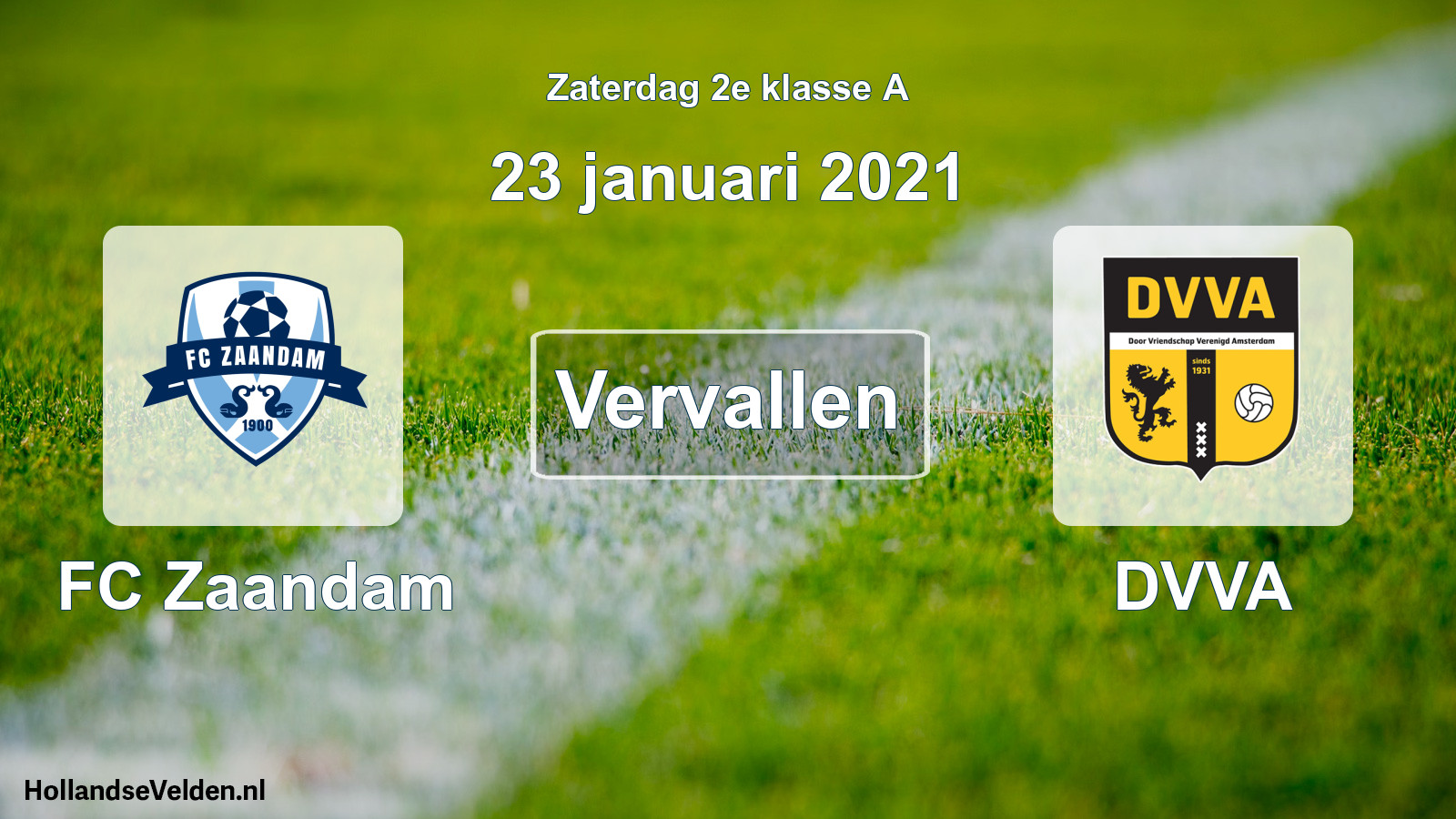 Scheduled Match: FC Zaandam - DVVA (23 January 2021)