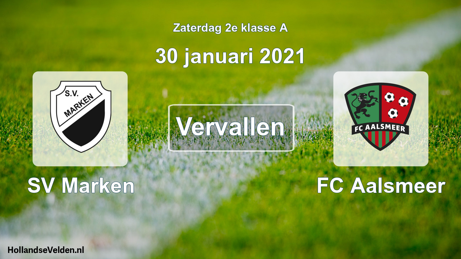 Scheduled Match: SV Marken - FC Aalsmeer (30 January 2021)
