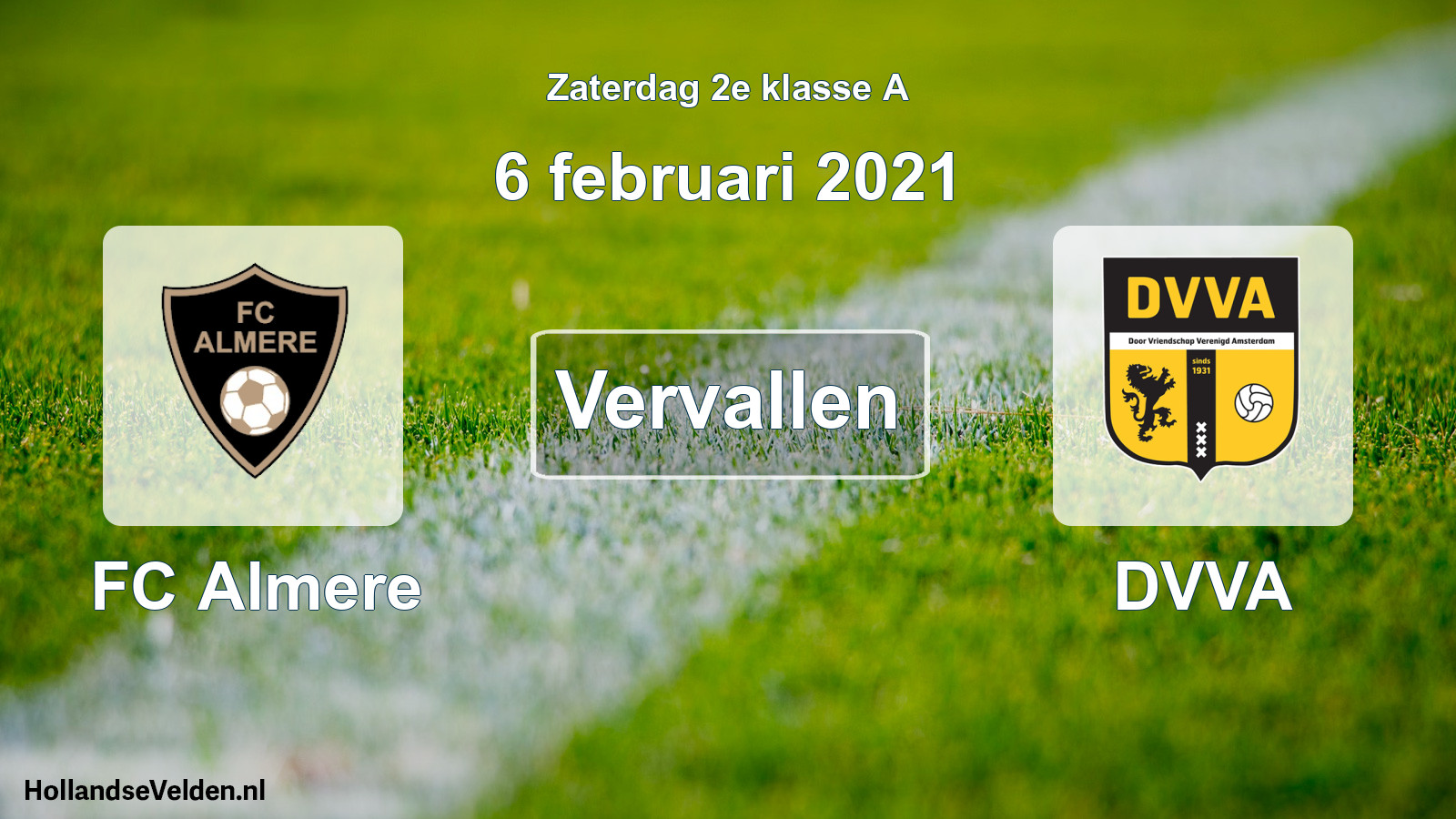 Scheduled Match: FC Almere - DVVA (6 February 2021)