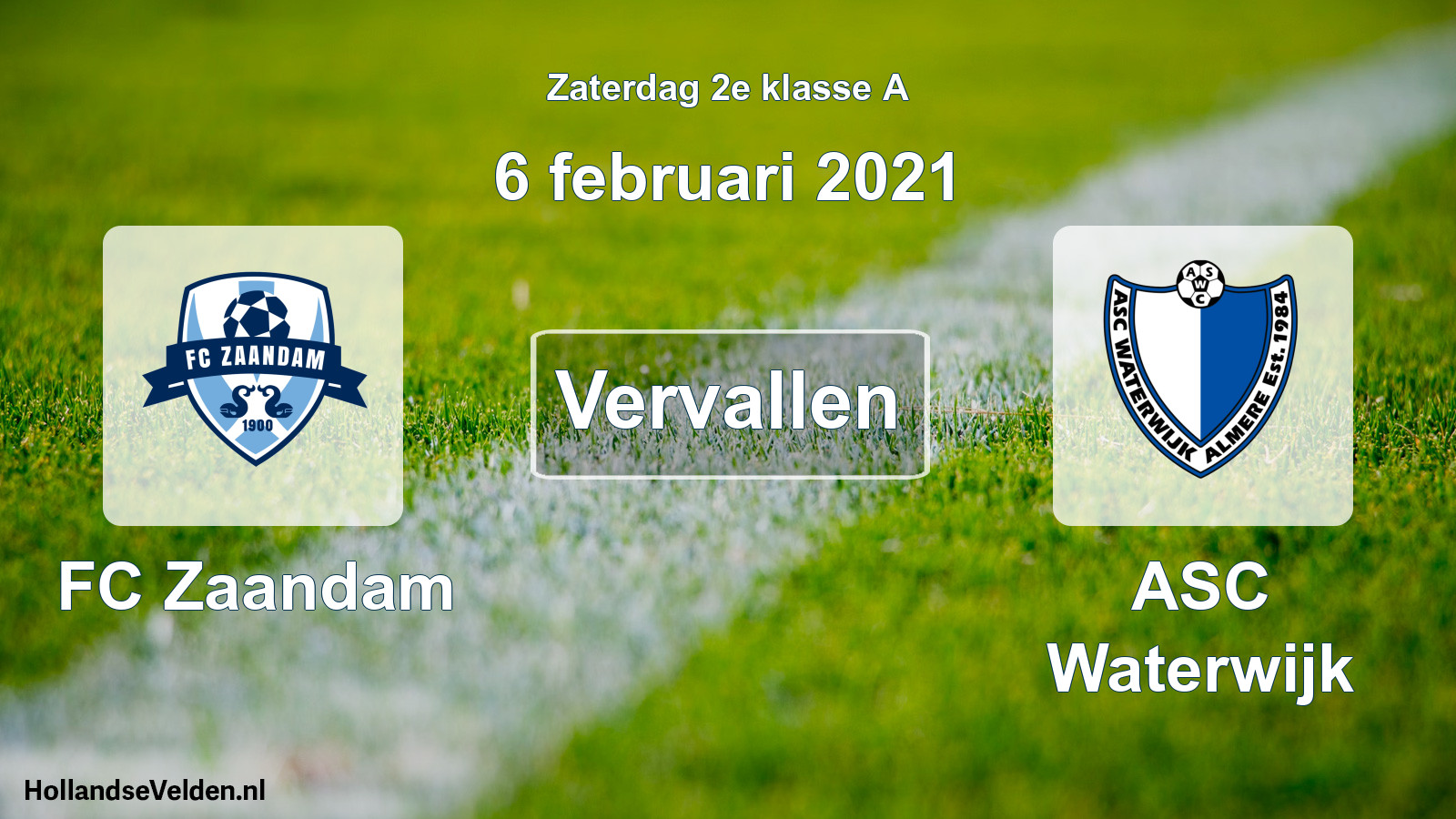 Scheduled Match: FC Zaandam - ASC Waterwijk (6 February 2021)