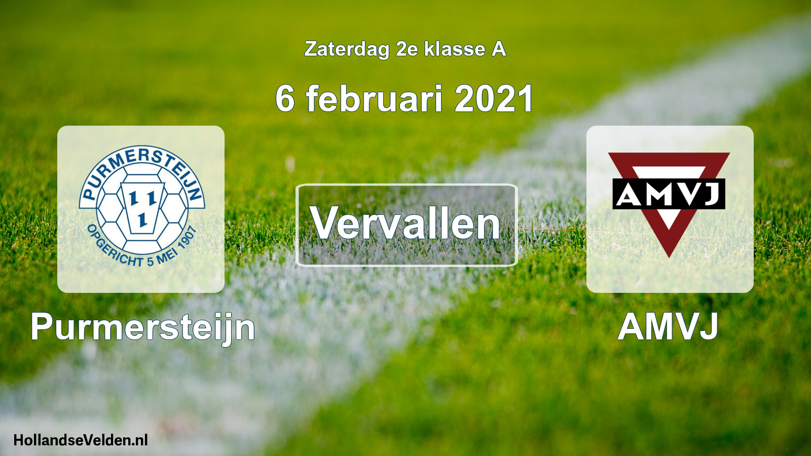 Scheduled Match: Purmersteijn - AMVJ (6 February 2021)