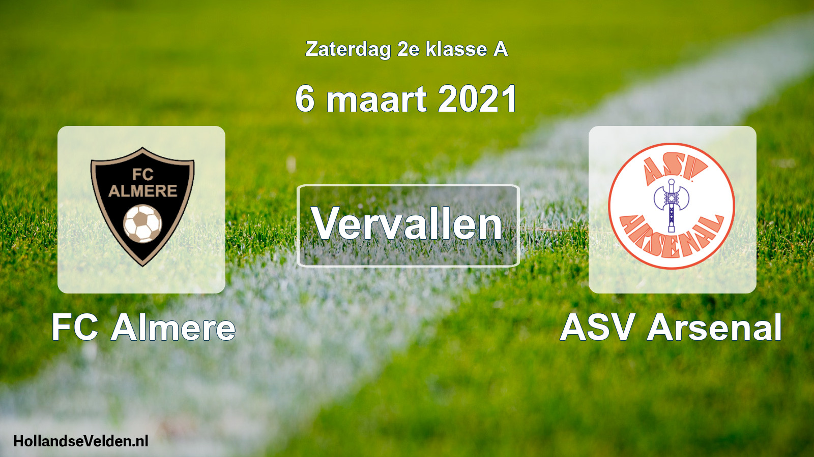 Scheduled Match: FC Almere - ASV Arsenal (6 March 2021)