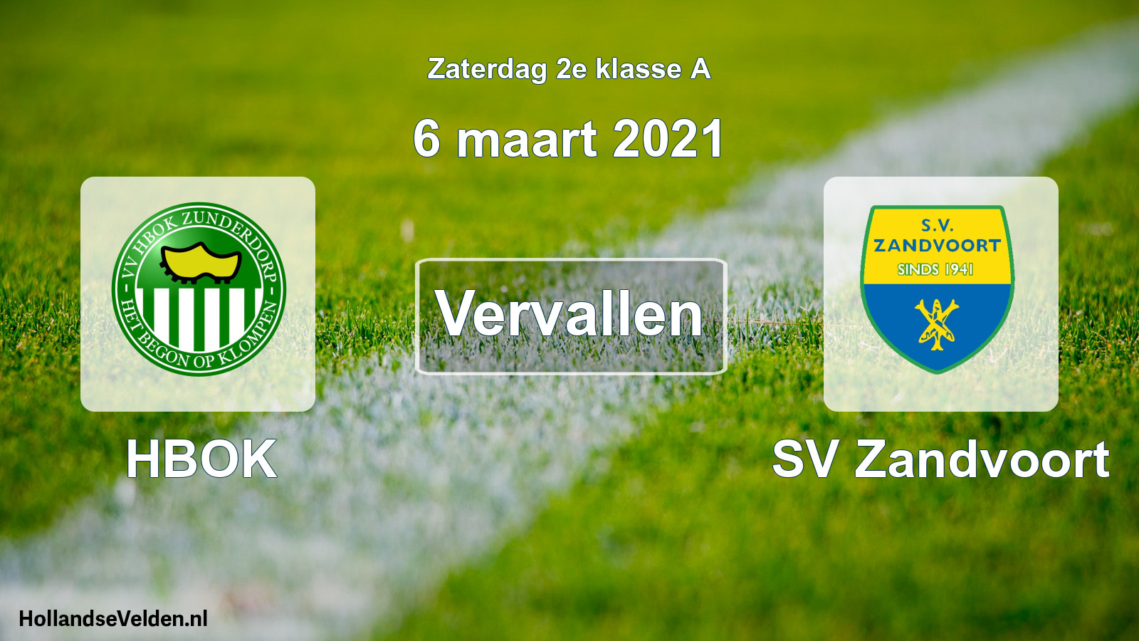 Scheduled Match: HBOK - SV Zandvoort (6 March 2021)