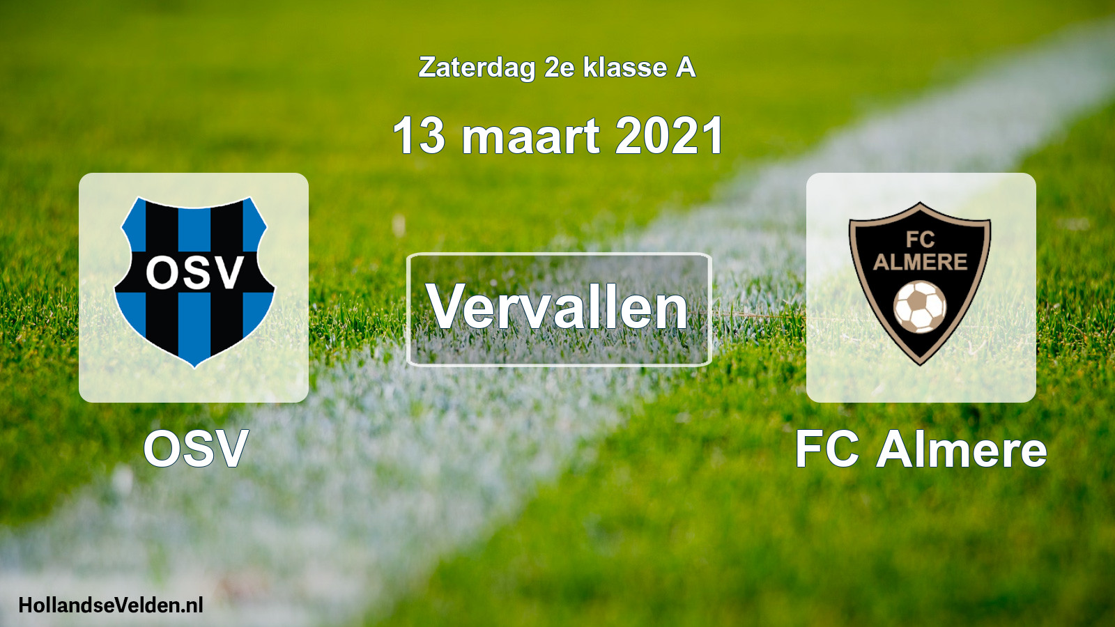 Scheduled Match: OSV - FC Almere (13 March 2021)