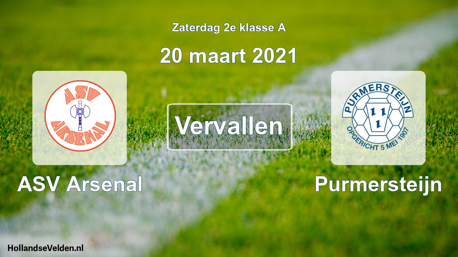 Scheduled Match: ASV Arsenal - Purmersteijn (20 March 2021)