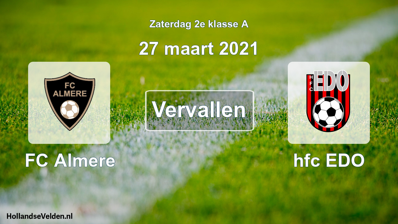 Scheduled Match: FC Almere - hfc EDO (27 March 2021)