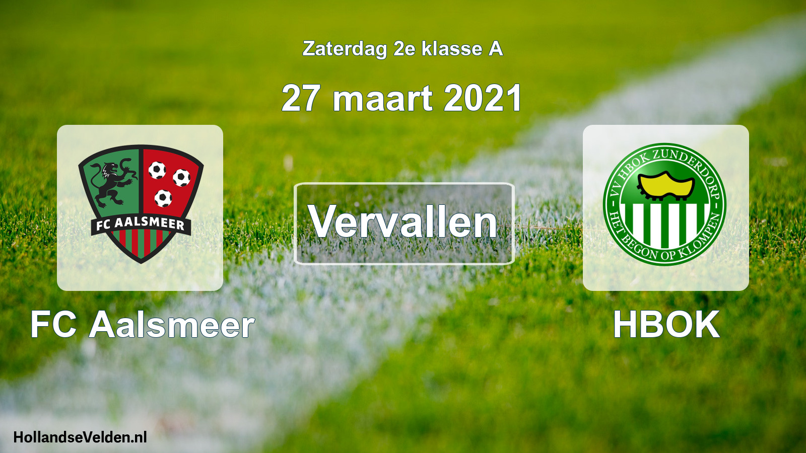 Scheduled Match: FC Aalsmeer - HBOK (27 March 2021)