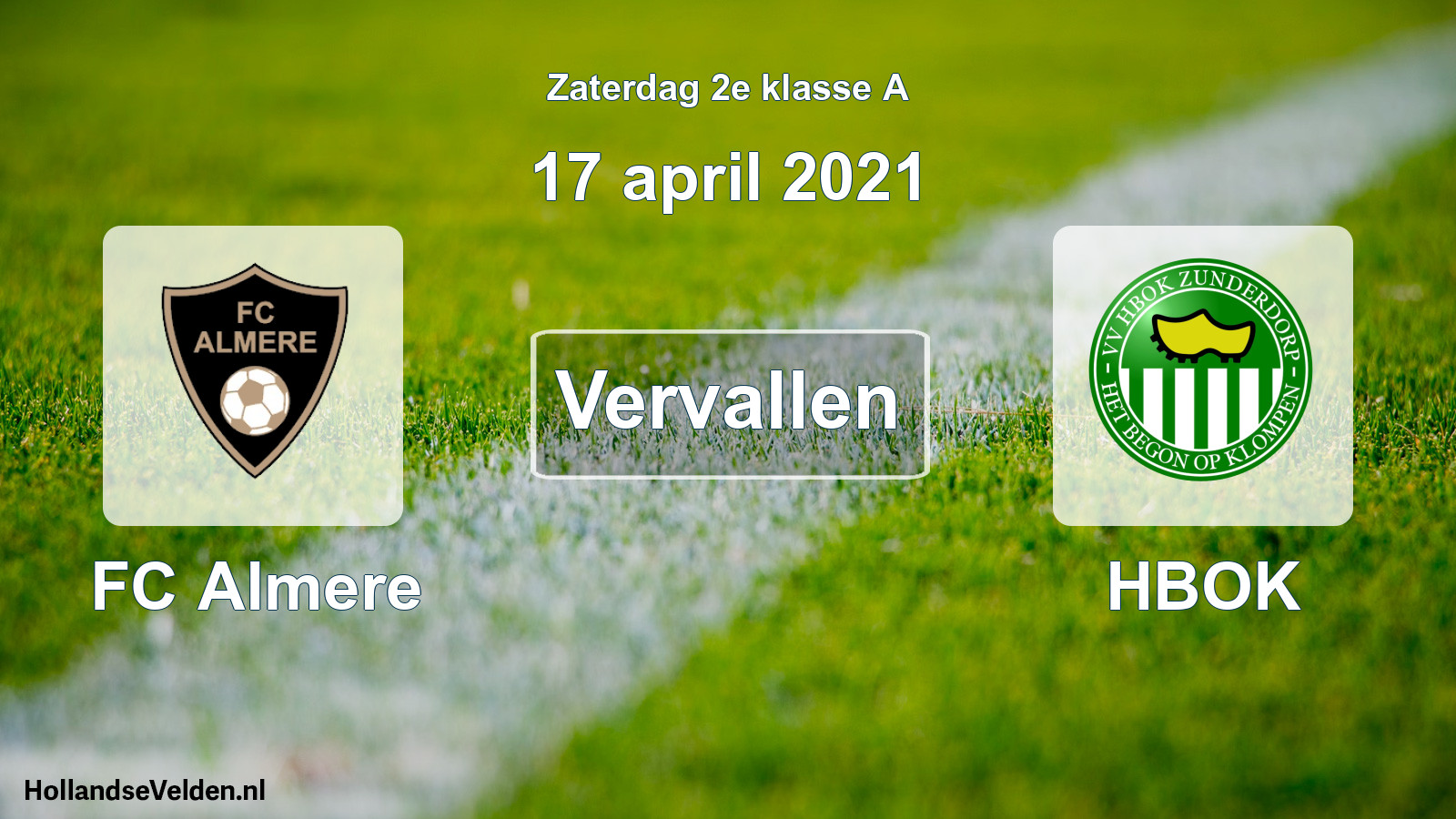 Scheduled Match: FC Almere - HBOK (17 April 2021)