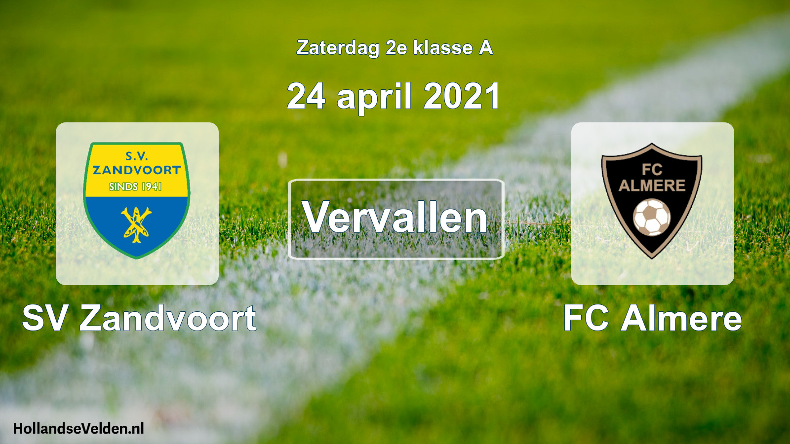 Scheduled Match: SV Zandvoort - FC Almere (24 April 2021)