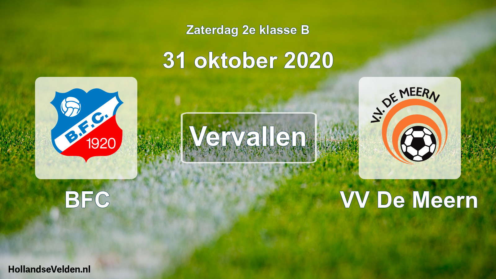 Scheduled Match: BFC - VV De Meern (31 October 2020)
