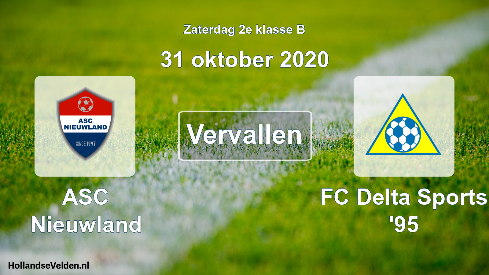 Scheduled Match: ASC Nieuwland - FC Delta Sports '95 (31 October 2020)