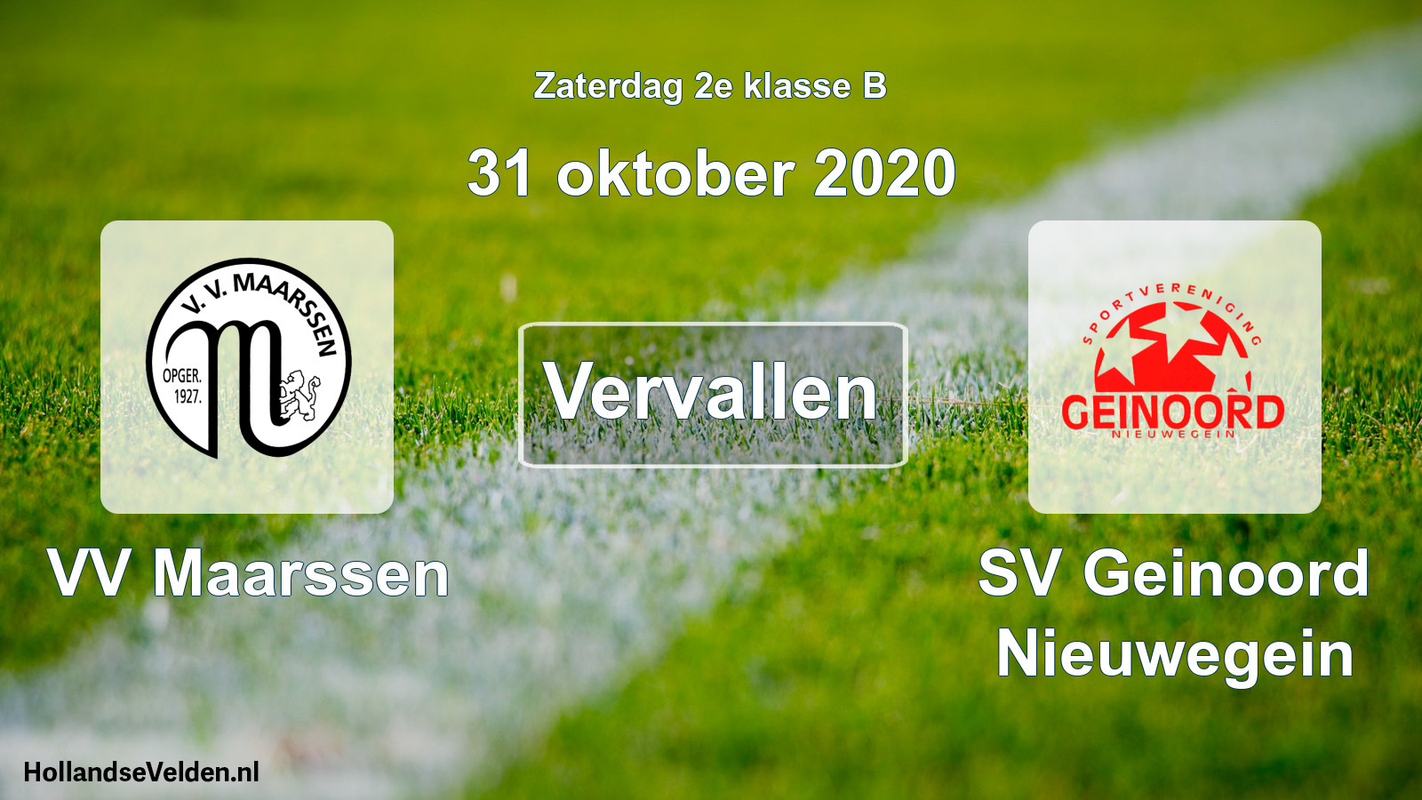 Scheduled Match: VV Maarssen - SV Geinoord Nieuwegein (31 October 2020)