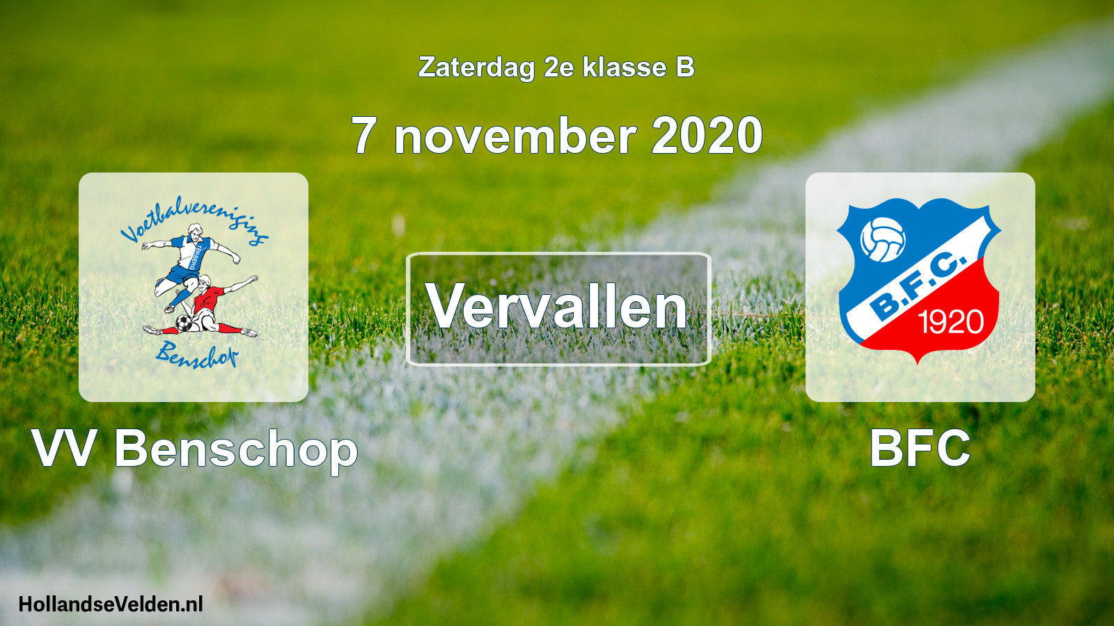 Scheduled Match: VV Benschop - BFC (7 November 2020)
