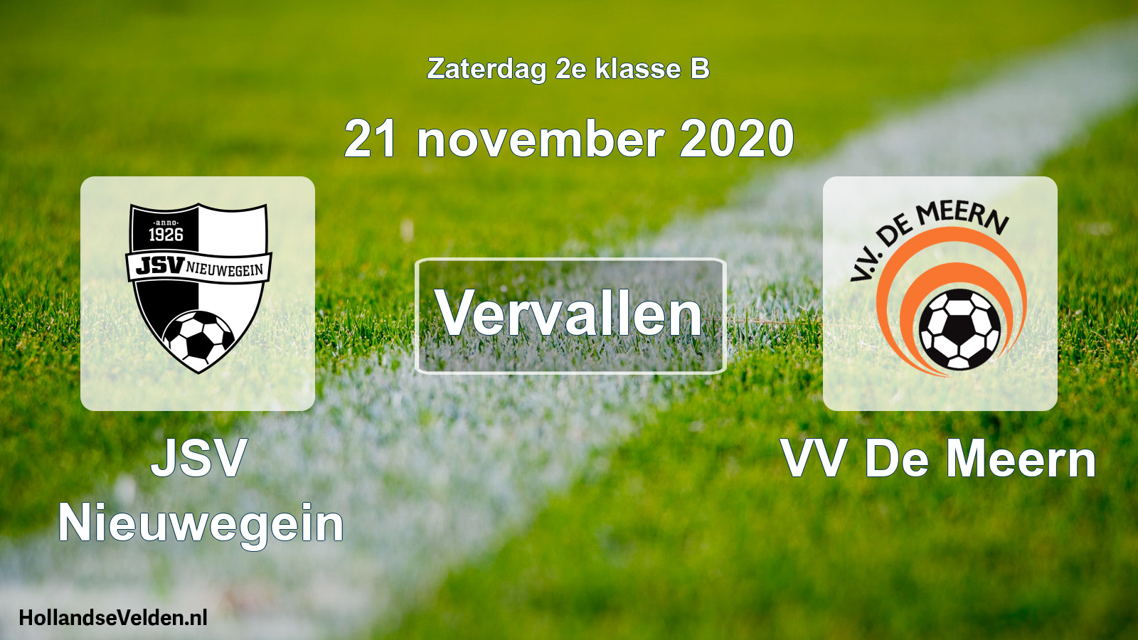 Scheduled Match: JSV Nieuwegein - VV De Meern (21 November 2020)