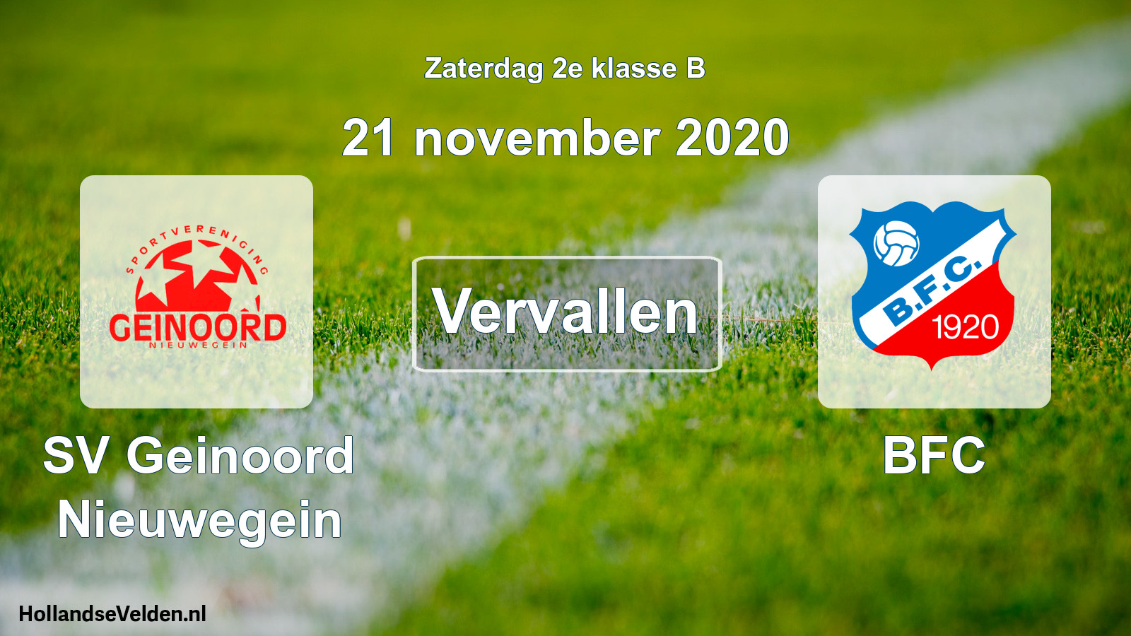 Scheduled Match: SV Geinoord Nieuwegein - BFC (21 November 2020)