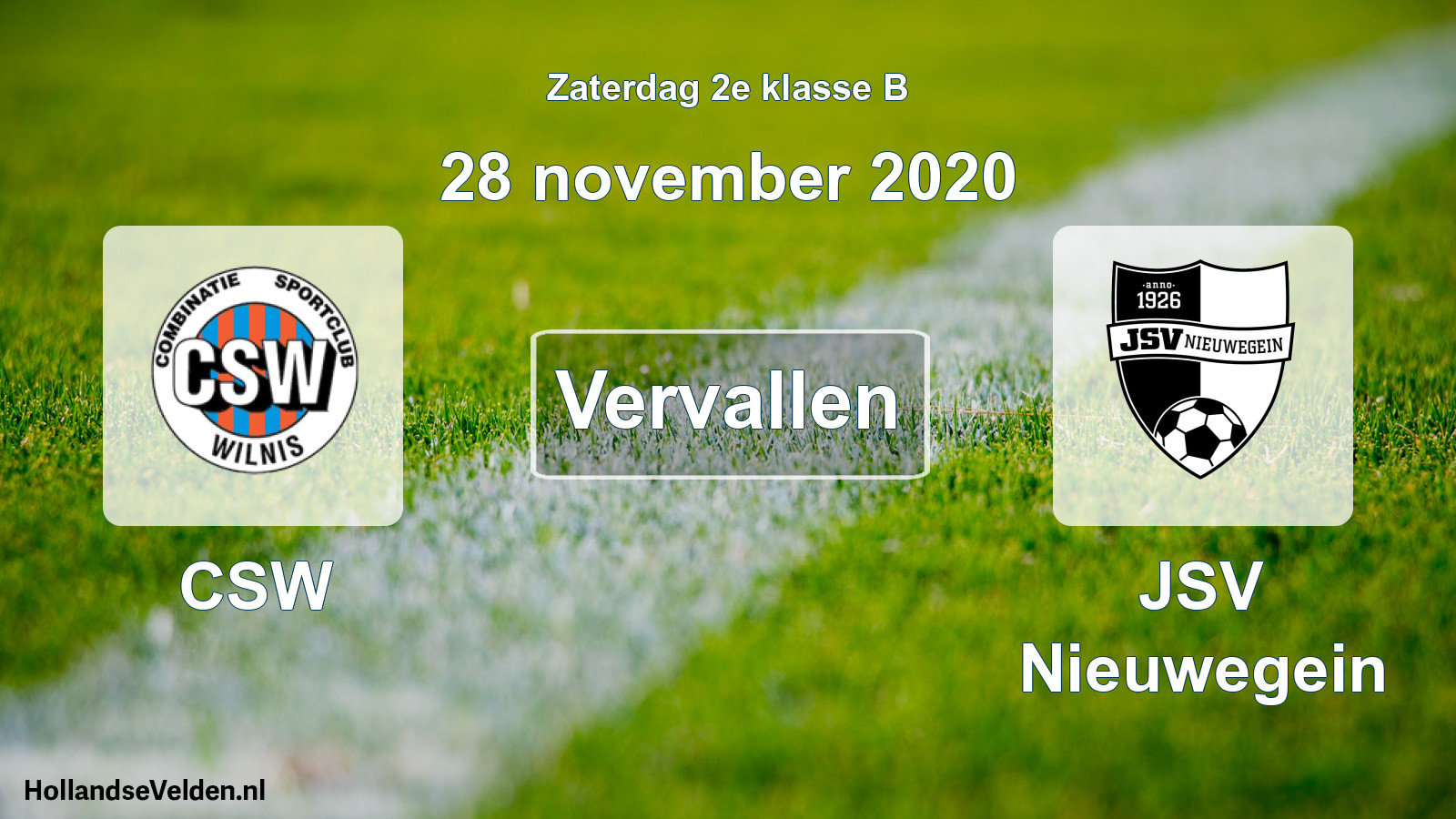Scheduled Match: CSW - JSV Nieuwegein (28 November 2020)