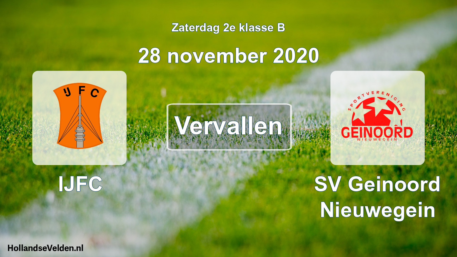 Scheduled Match: IJFC - SV Geinoord Nieuwegein (28 November 2020)